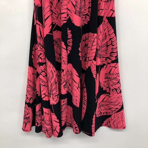 Maggy London Coral Leaf Pattern Faux Wrap Dress Size 4 - Picture 13 of 16